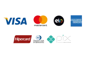 Formas de pagamento aceitas: Visa, Mastercard, Elo, American Express, Hipercard, Diners Club e Pix
